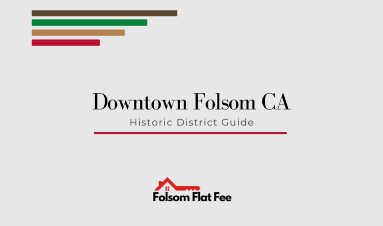 Historic Downtown Folsom CA streetscape with shops and restaurants